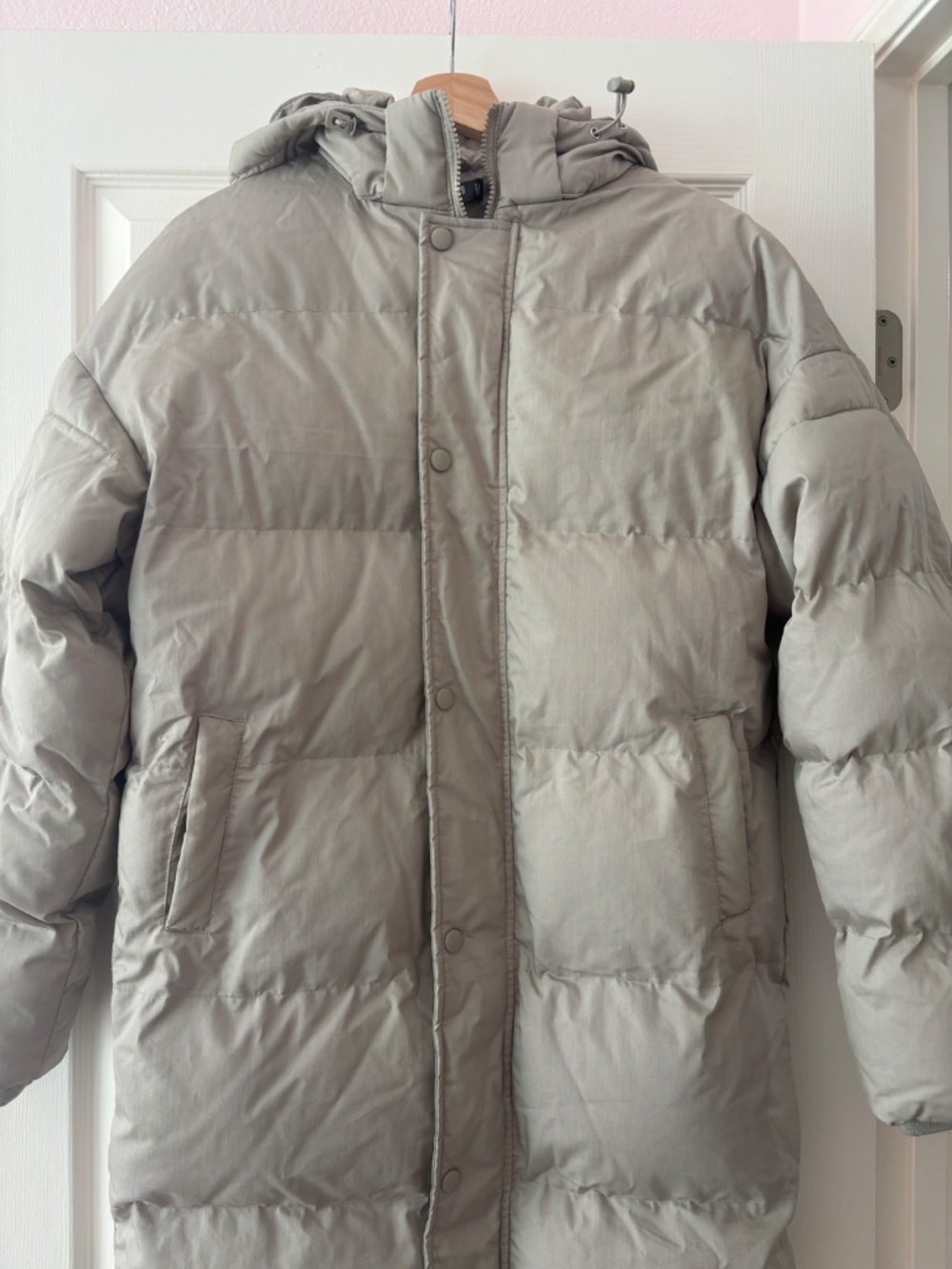 Missguided Tall Longline Padded Puffer Coat - Sage Green Size 4 - Picture 5 of 12